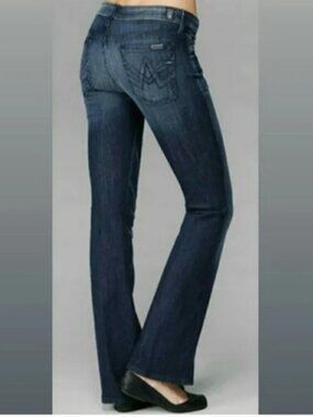 7 for All Mankind The Lexie Petite 'A' Pocket Bootcut Jeans Dark Wash EUC - 29